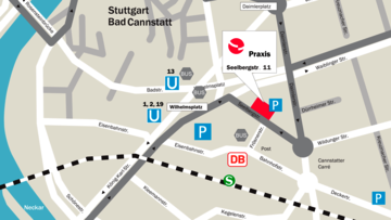 Anfahrtsplan Radiologie Zentraum Stuttgart - Bad Cannstatt
